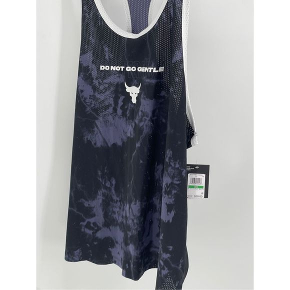 Under Armour Project Rock Tank Top Men Large Black Avy Mesh Do not go gentle New - Picture 2 of 10